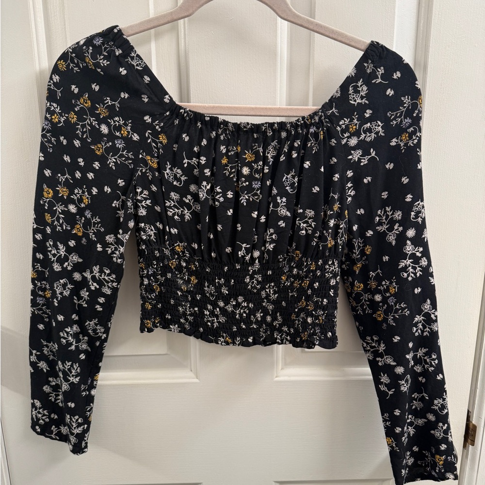 Floral Black and White Women's Top